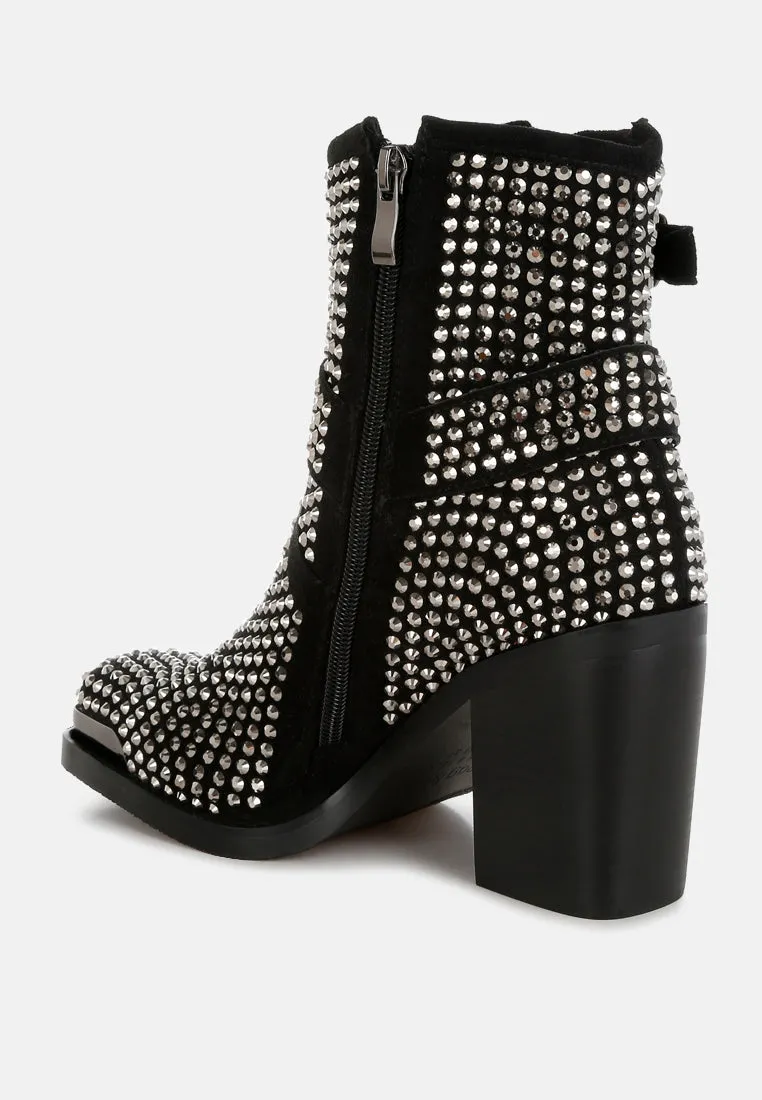 Babbon Studded Harness Detail Ankle Boots