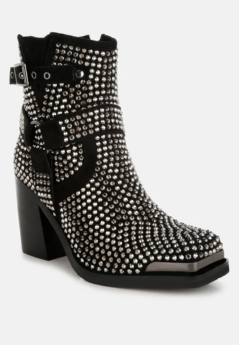 Babbon Studded Harness Detail Ankle Boots