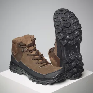 Breathable High-Fitting Leather Hunting Boots Crosshunt 100 D brown