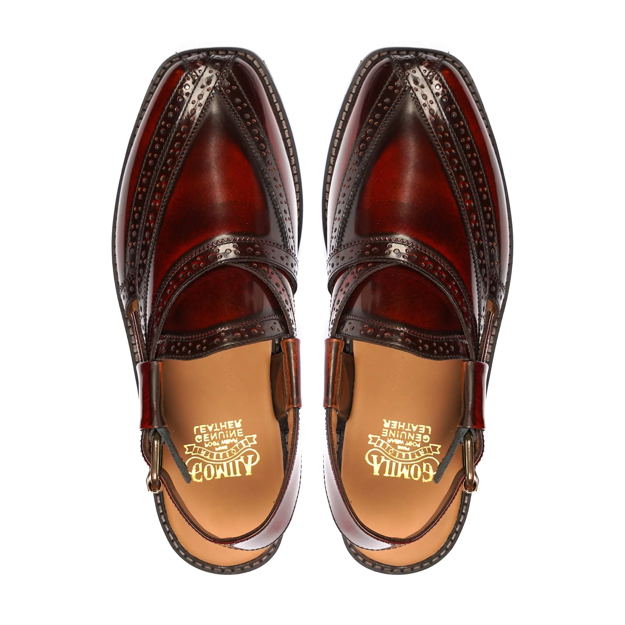 Brooklyn -Men's Oxblood Box Leather High Shine Sandal
