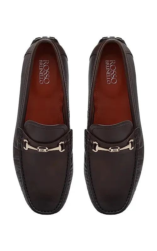 Brown Leather Moccasins With Logo Buckle