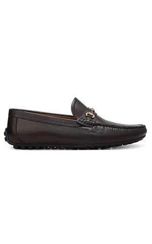 Brown Leather Moccasins With Logo Buckle