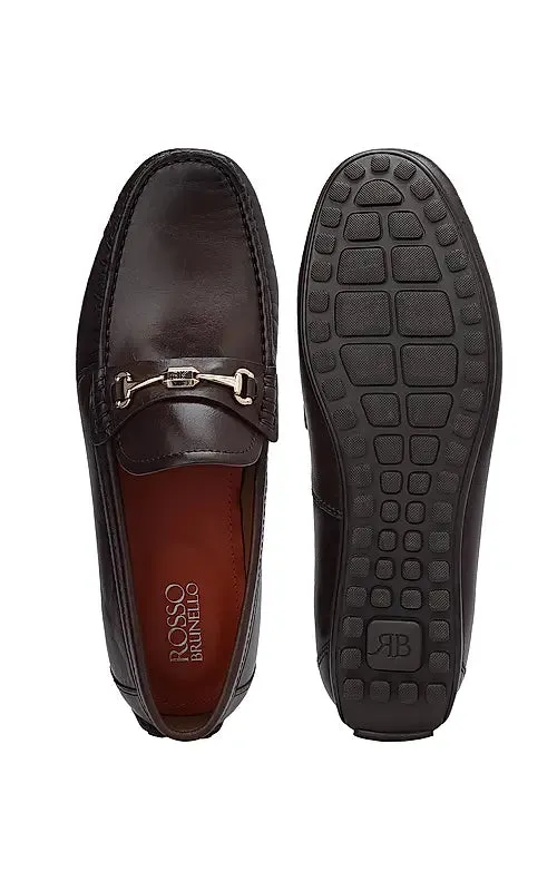 Brown Leather Moccasins With Logo Buckle