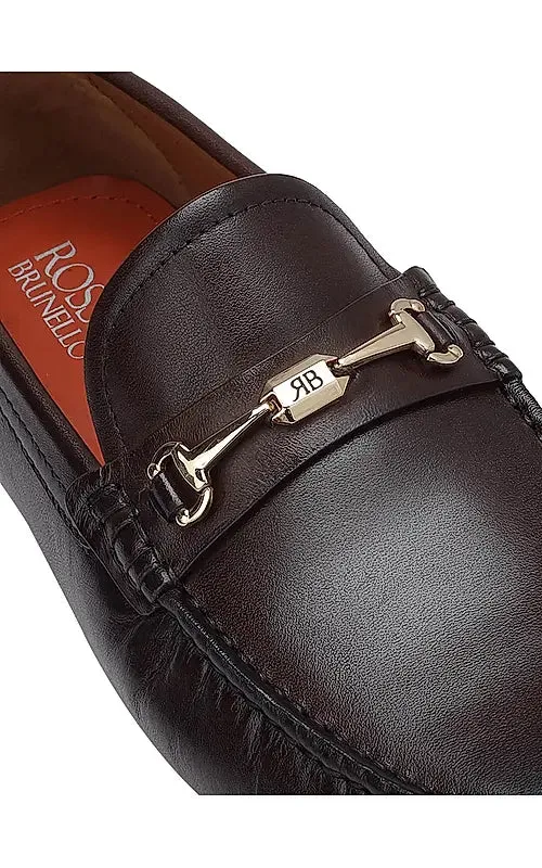 Brown Leather Moccasins With Logo Buckle