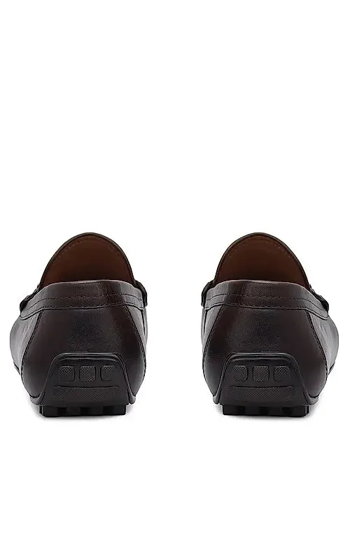 Brown Leather Moccasins With Logo Buckle