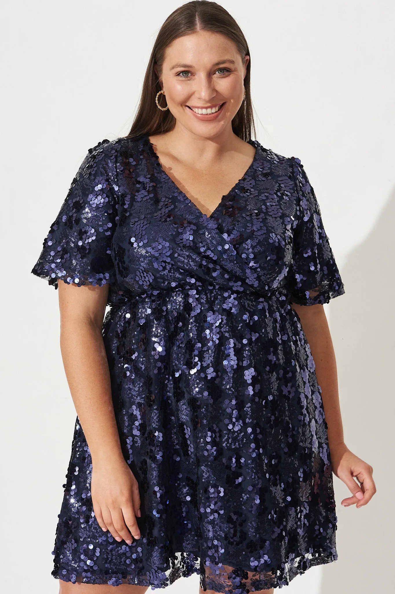 Chandelier Sequin Dress In Navy