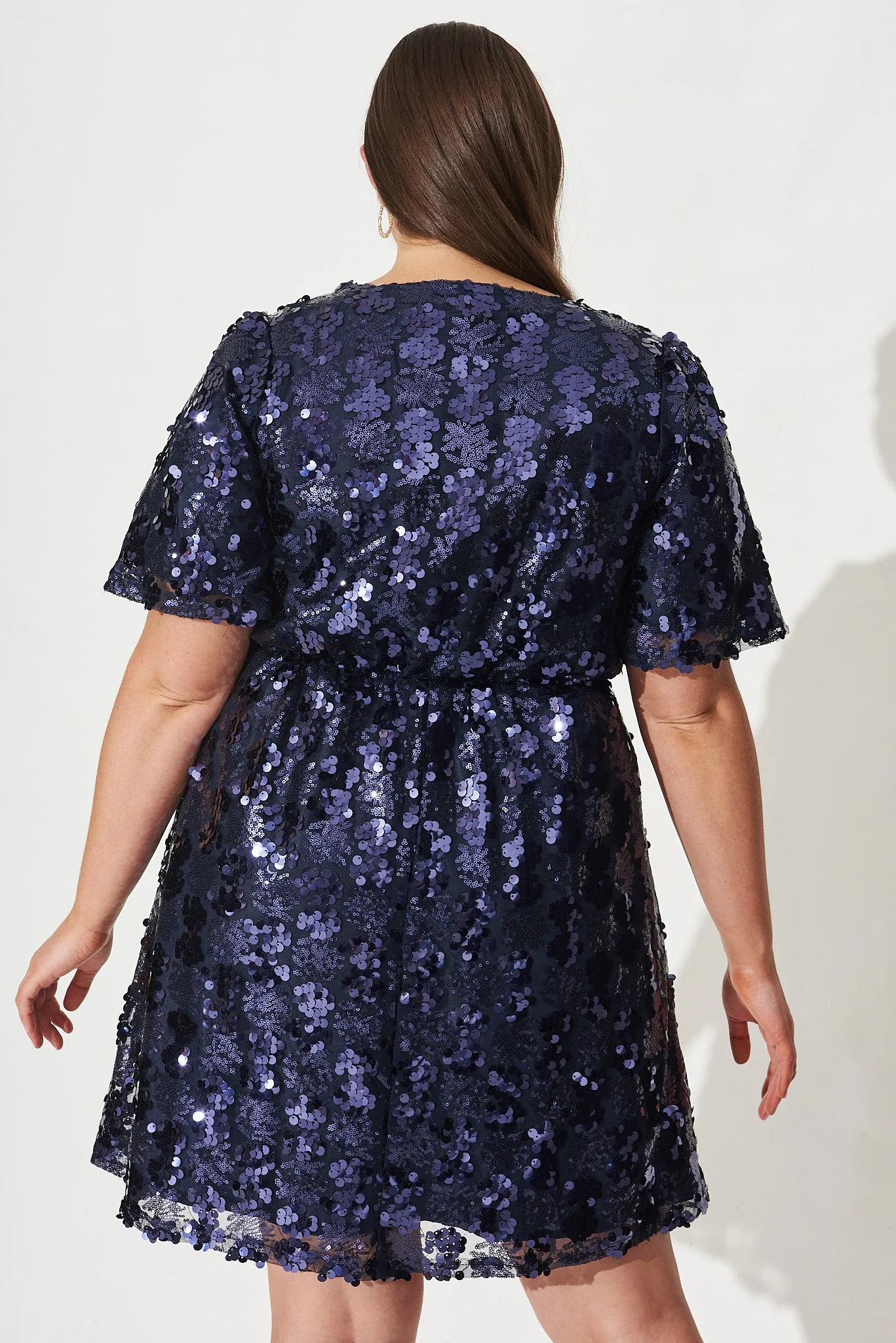 Chandelier Sequin Dress In Navy