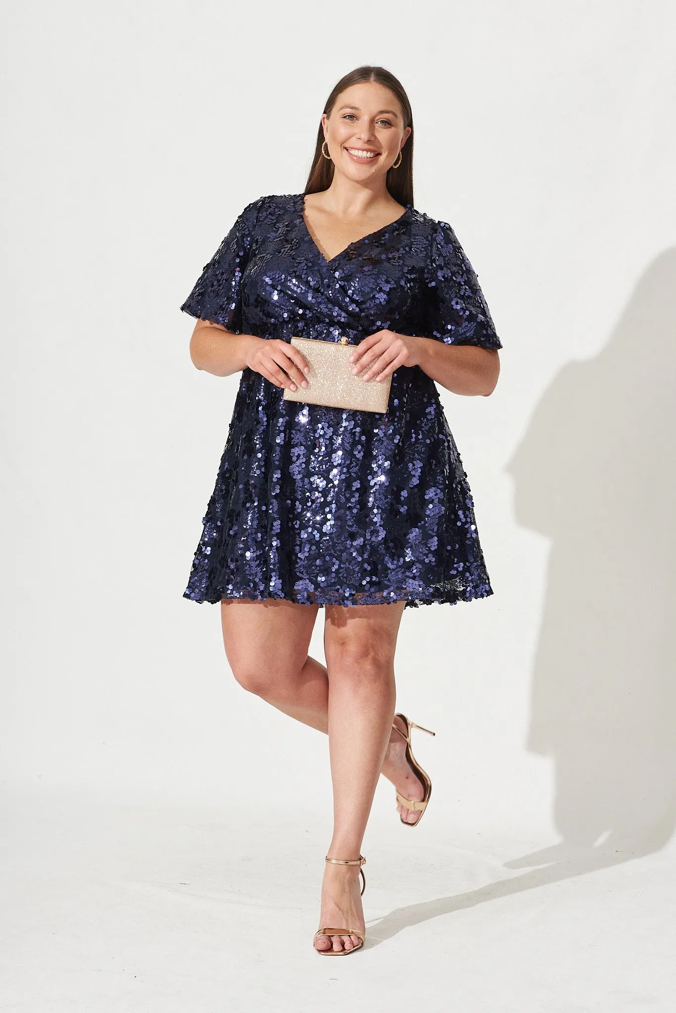 Chandelier Sequin Dress In Navy