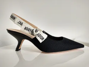 Christian Dior Black Technical Fabric J'adior Kitten Heels