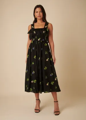 Dallas Midi Dress - Black Floral
