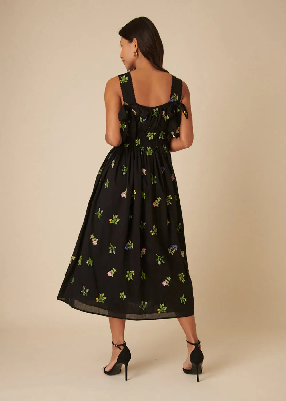 Dallas Midi Dress - Black Floral
