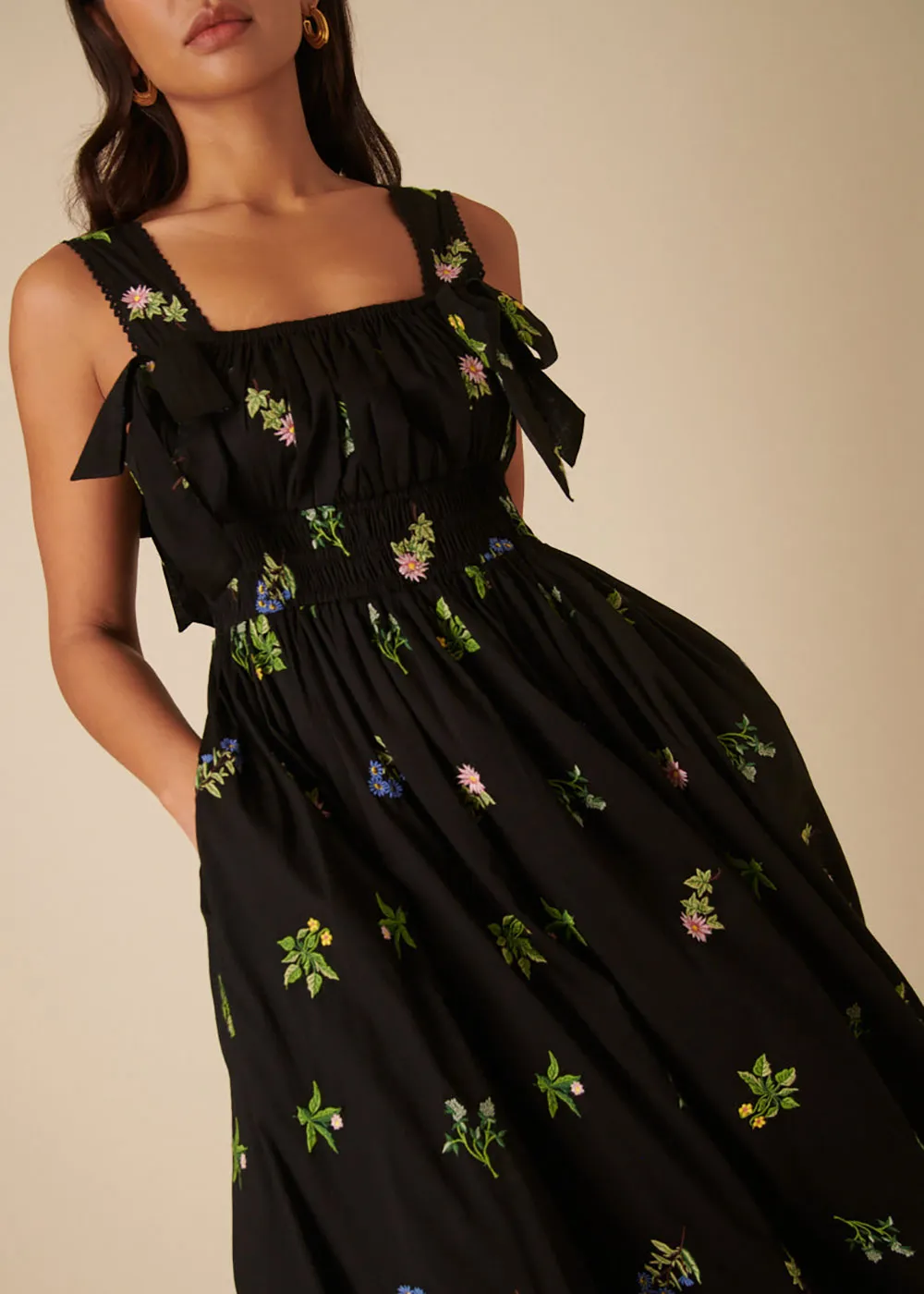 Dallas Midi Dress - Black Floral