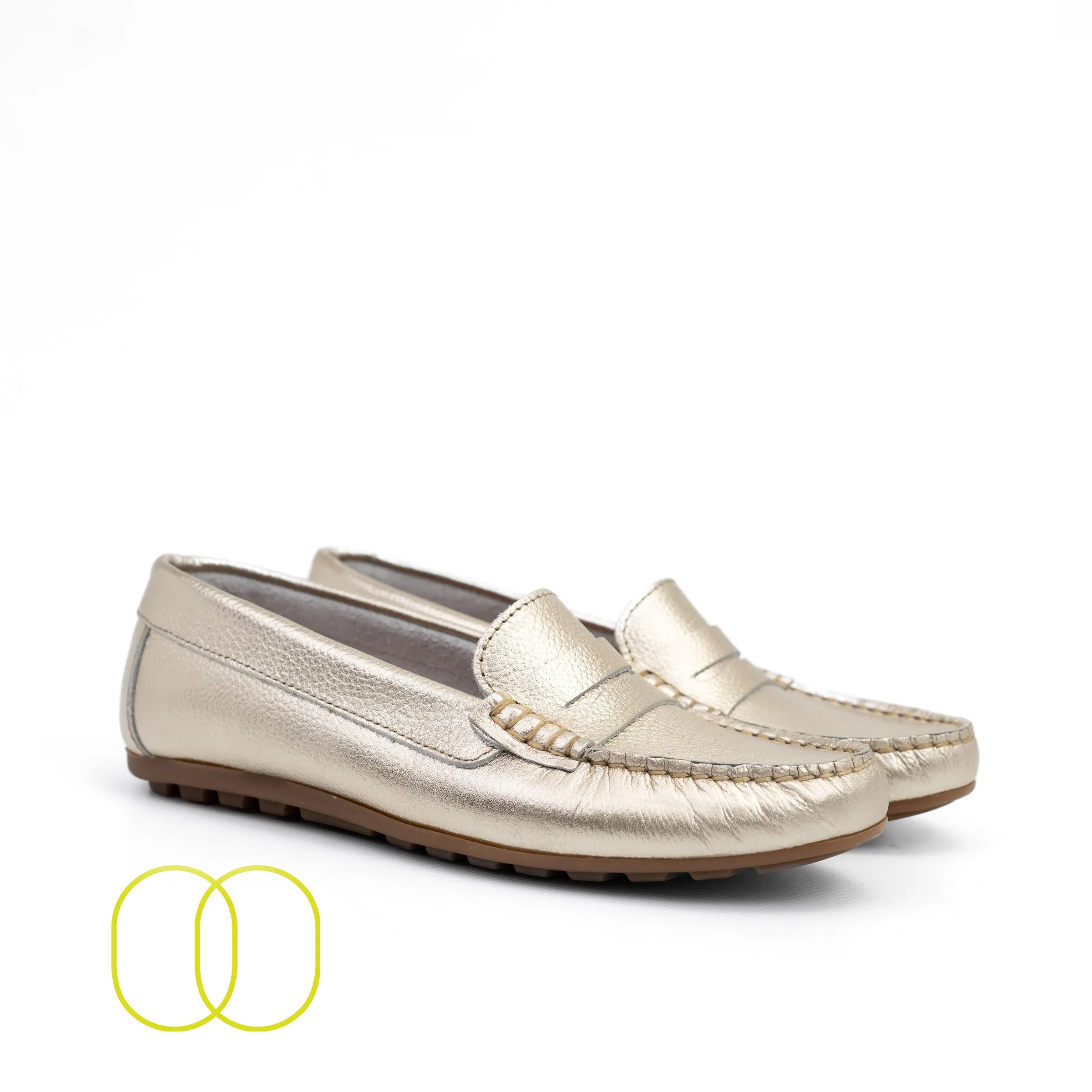 D'Chicas Soft Leather Loafers in Gold