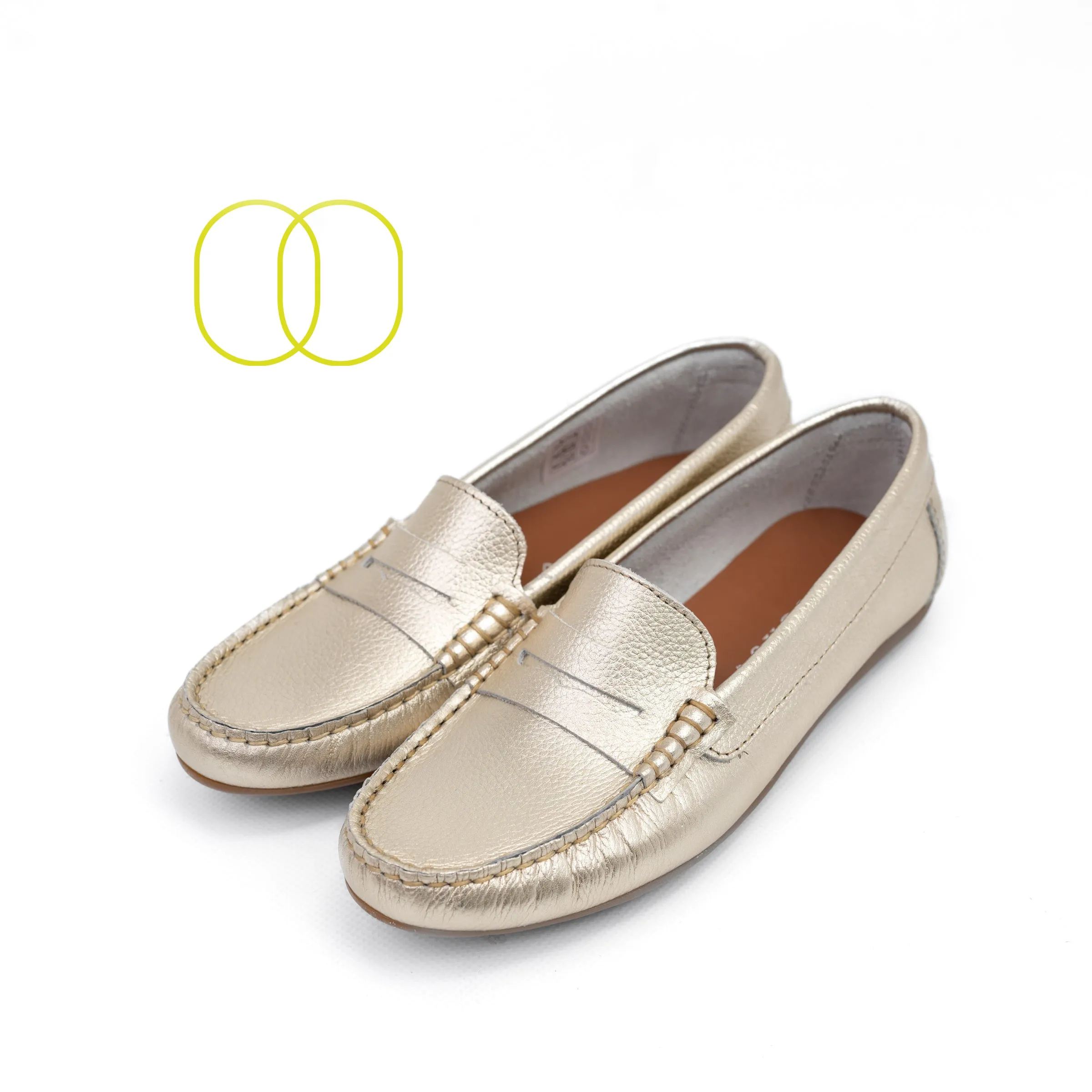 D'Chicas Soft Leather Loafers in Gold