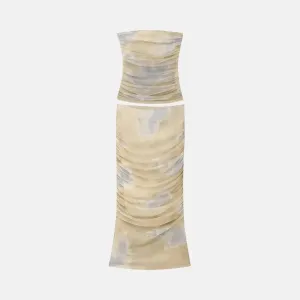 Delirae Cristal Set – Beige – Draped midi skirt