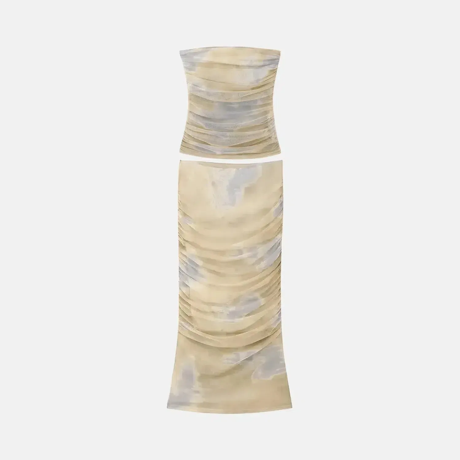 Delirae Cristal Set – Beige – Draped midi skirt