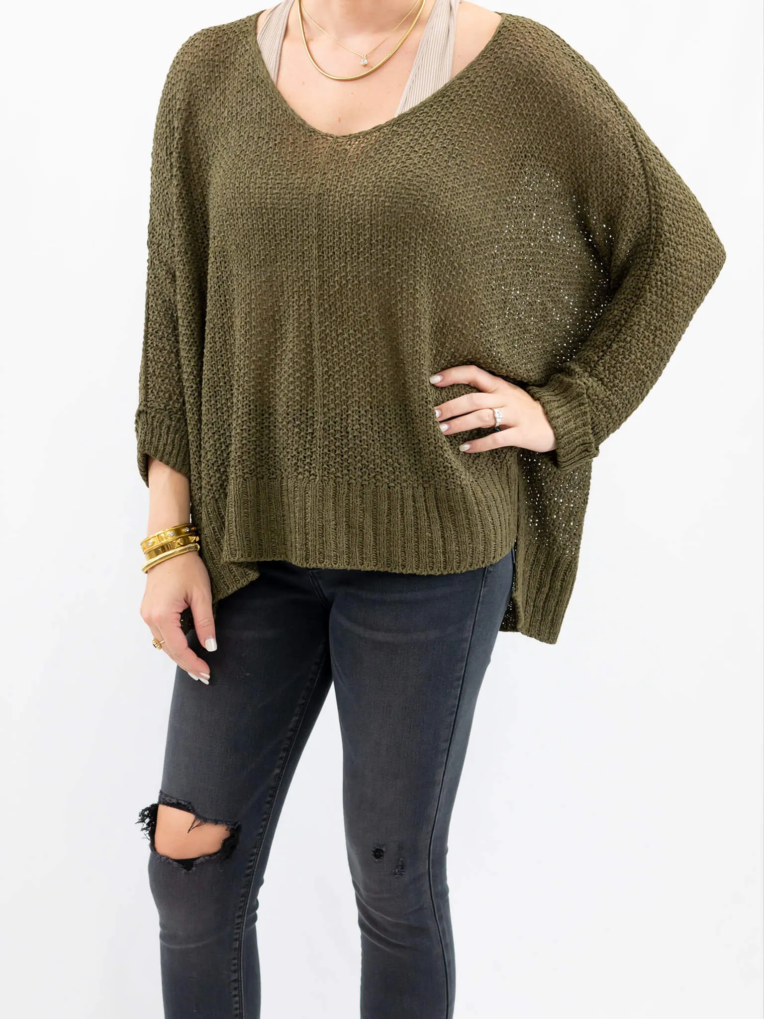 Dolman Sleeve Oversized Knit Top