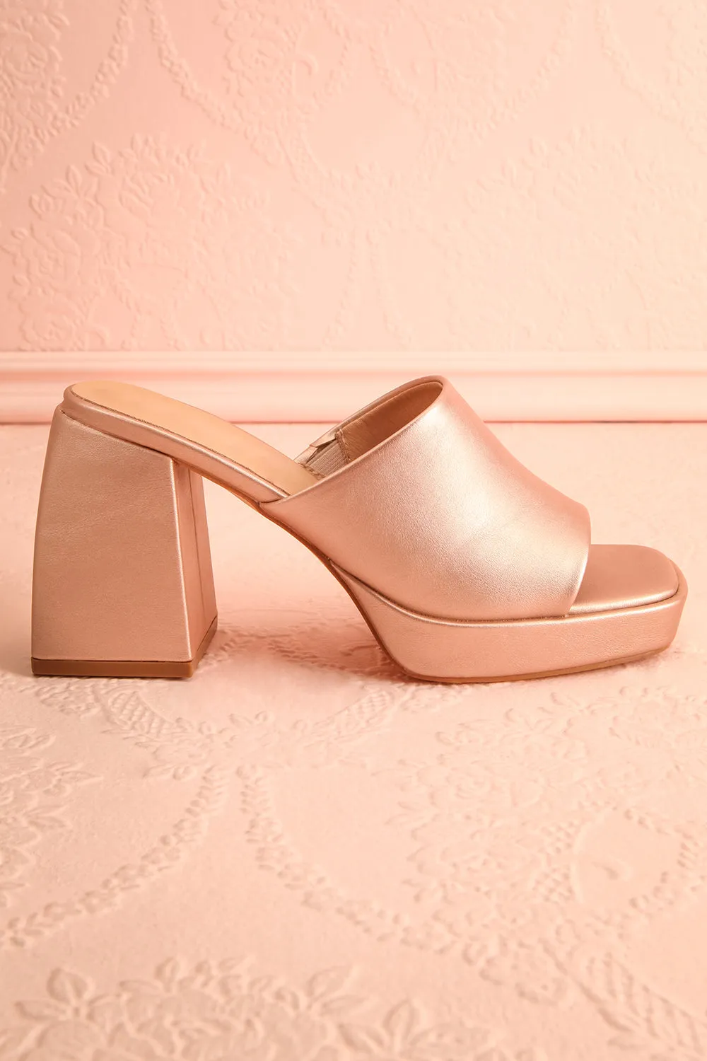 Dorisse Rose Gold | Heeled Mules