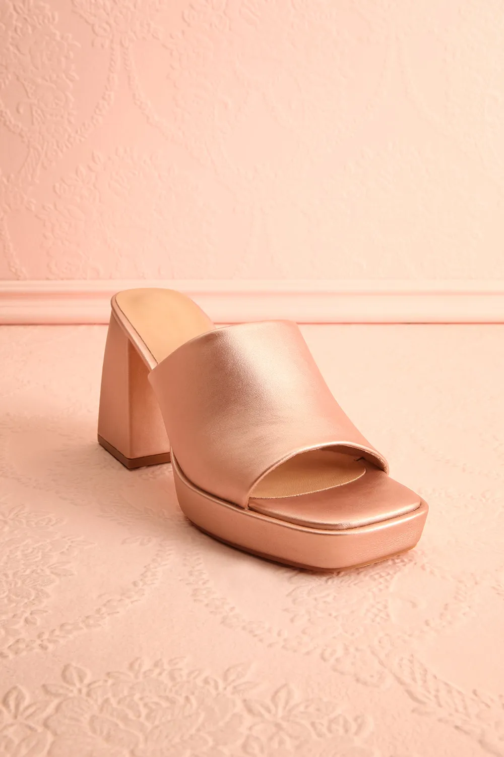 Dorisse Rose Gold | Heeled Mules