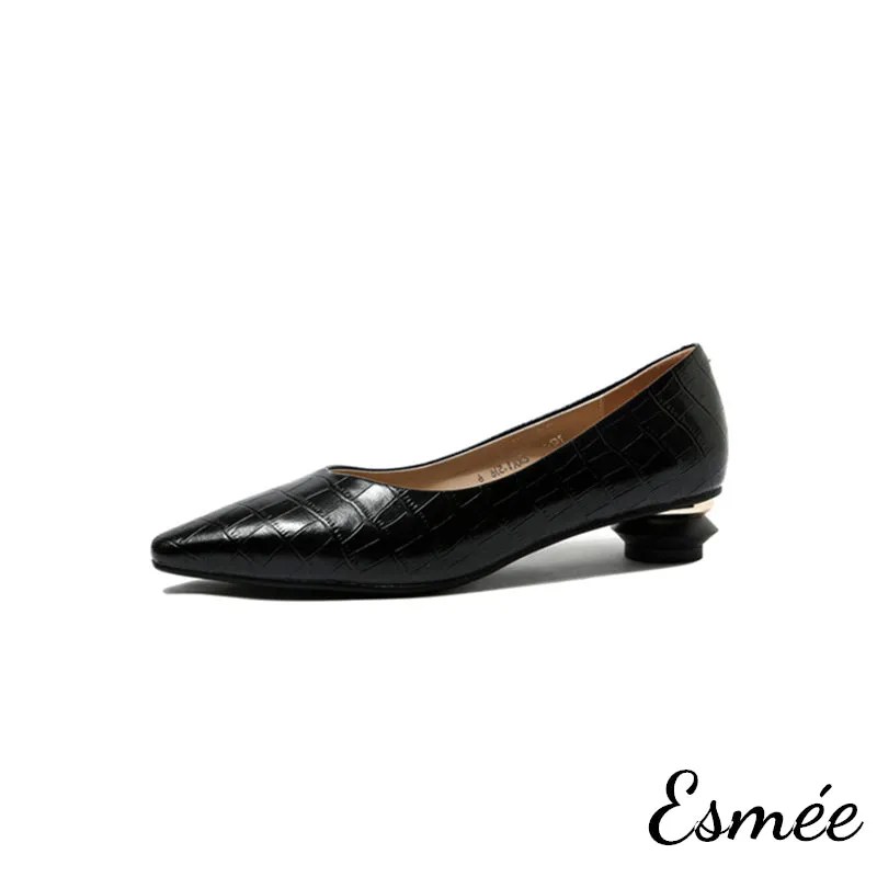 Embossed Leather Heels with Special Designed Heels