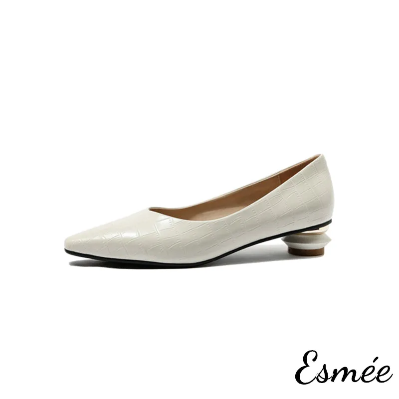 Embossed Leather Heels with Special Designed Heels