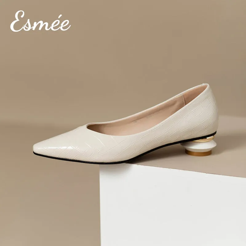 Embossed Leather Heels with Special Designed Heels