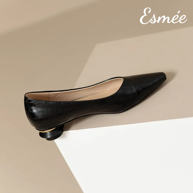 Embossed Leather Heels with Special Designed Heels
