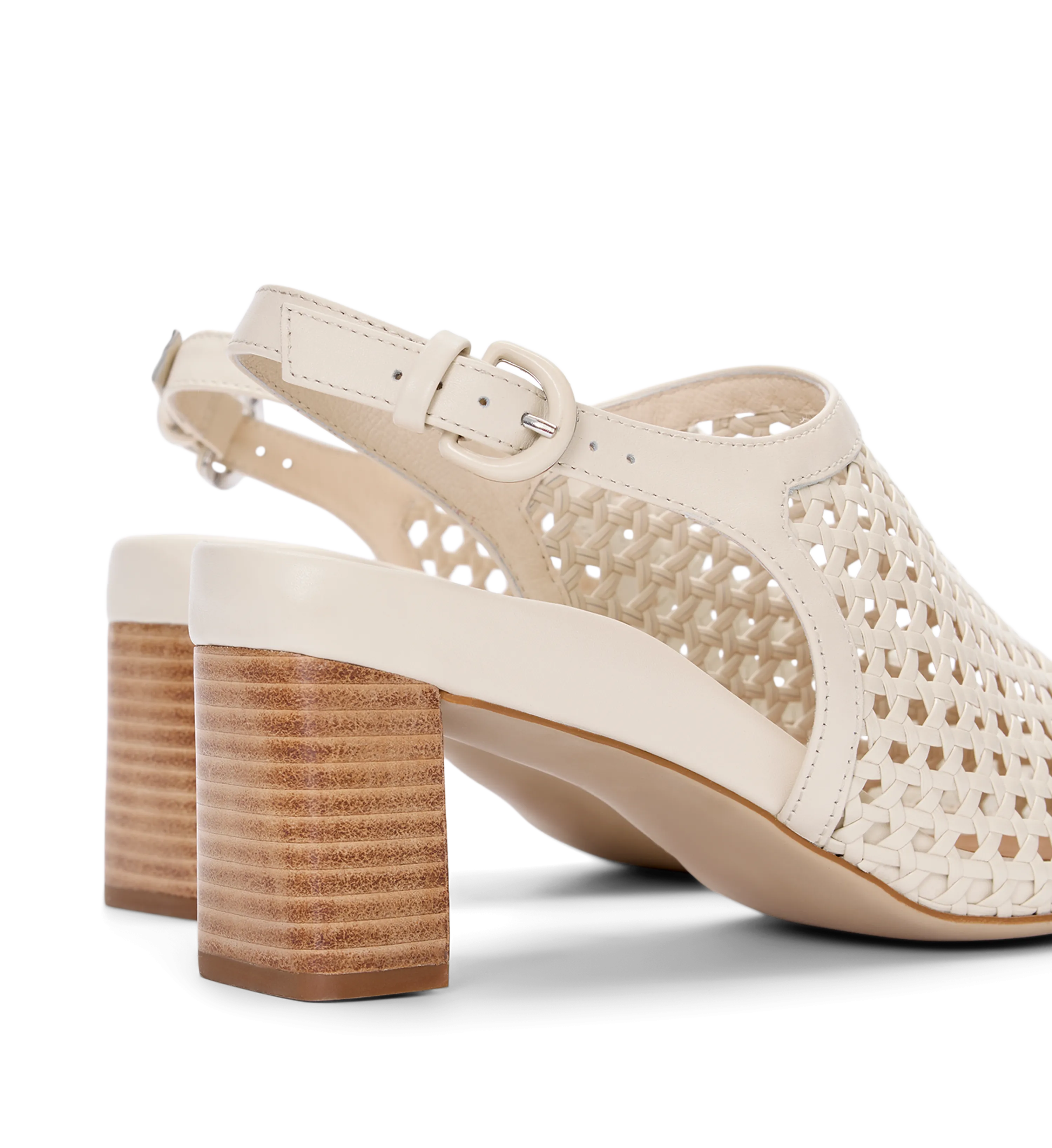 Gannet Ecru Woven Leather Low Heels
