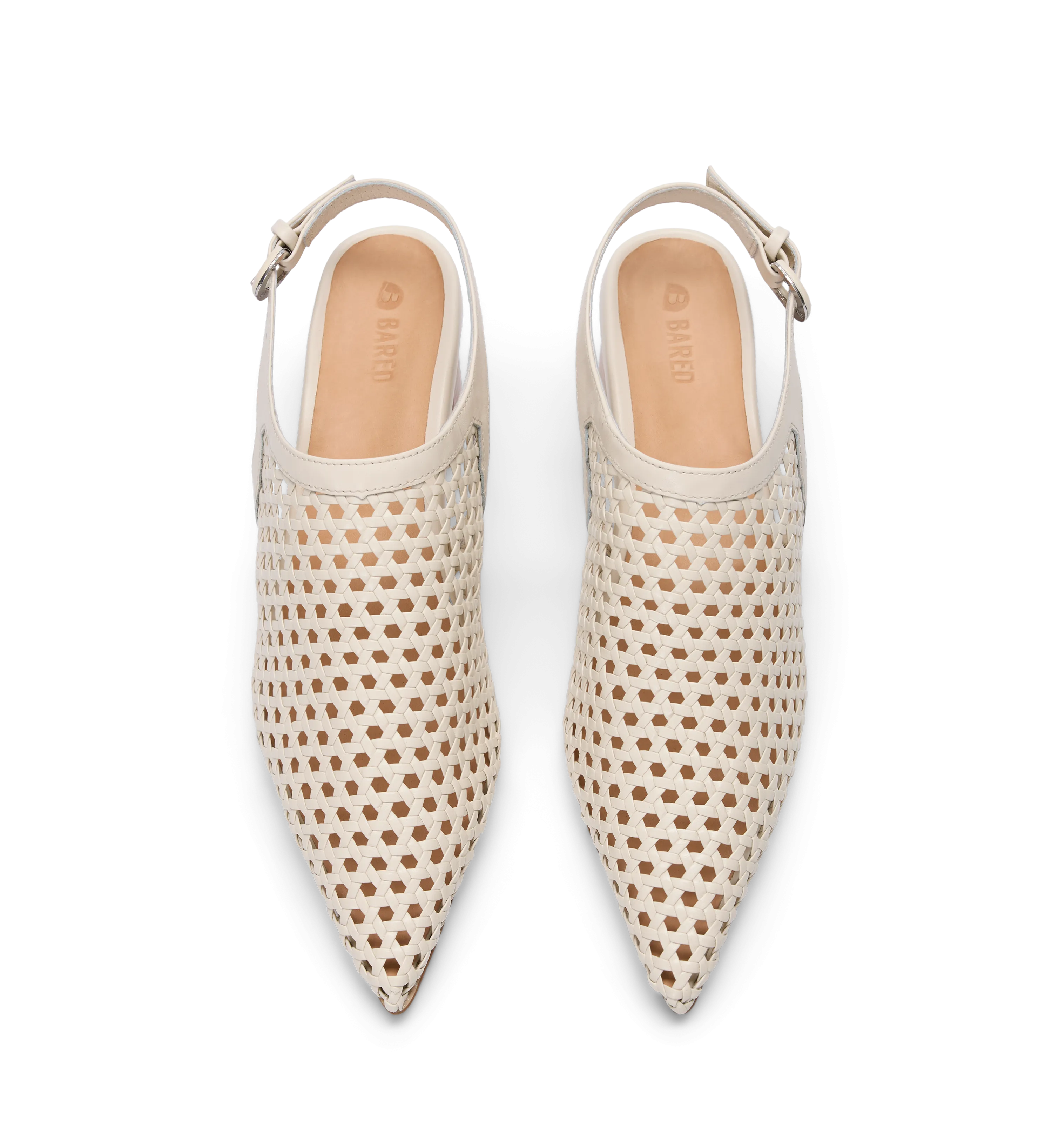 Gannet Ecru Woven Leather Low Heels