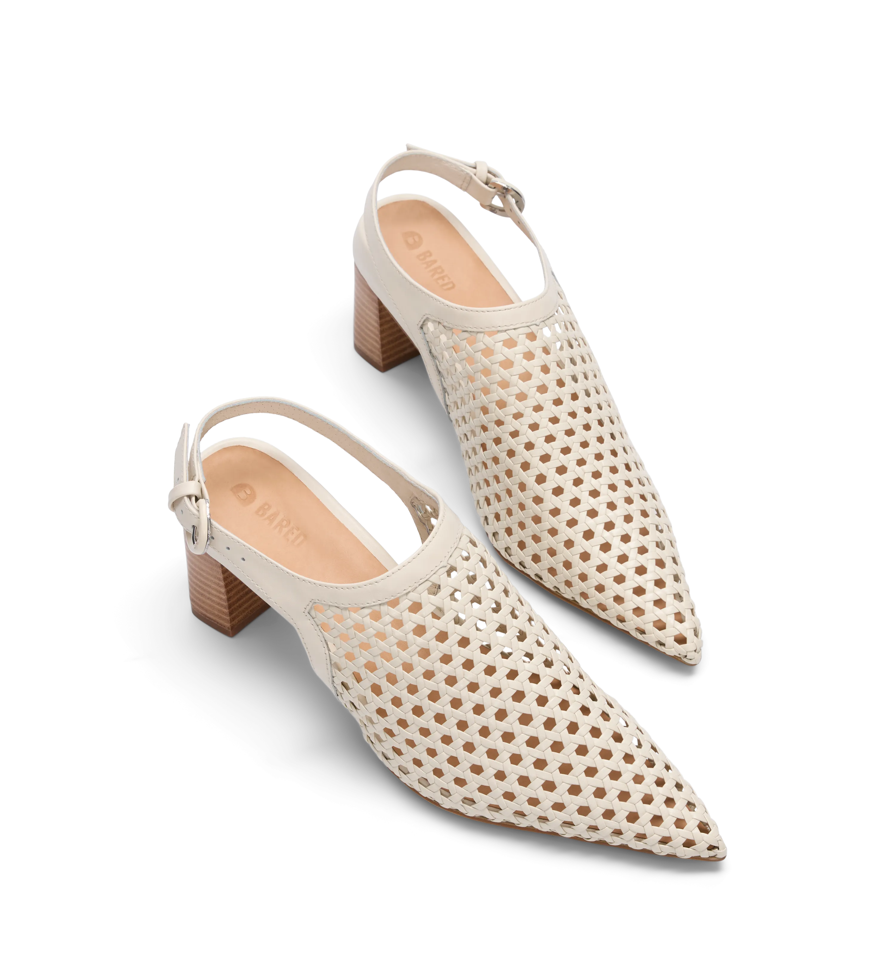 Gannet Ecru Woven Leather Low Heels