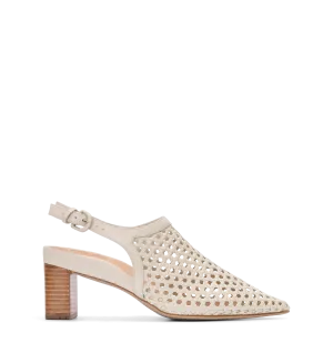 Gannet Ecru Woven Leather Low Heels