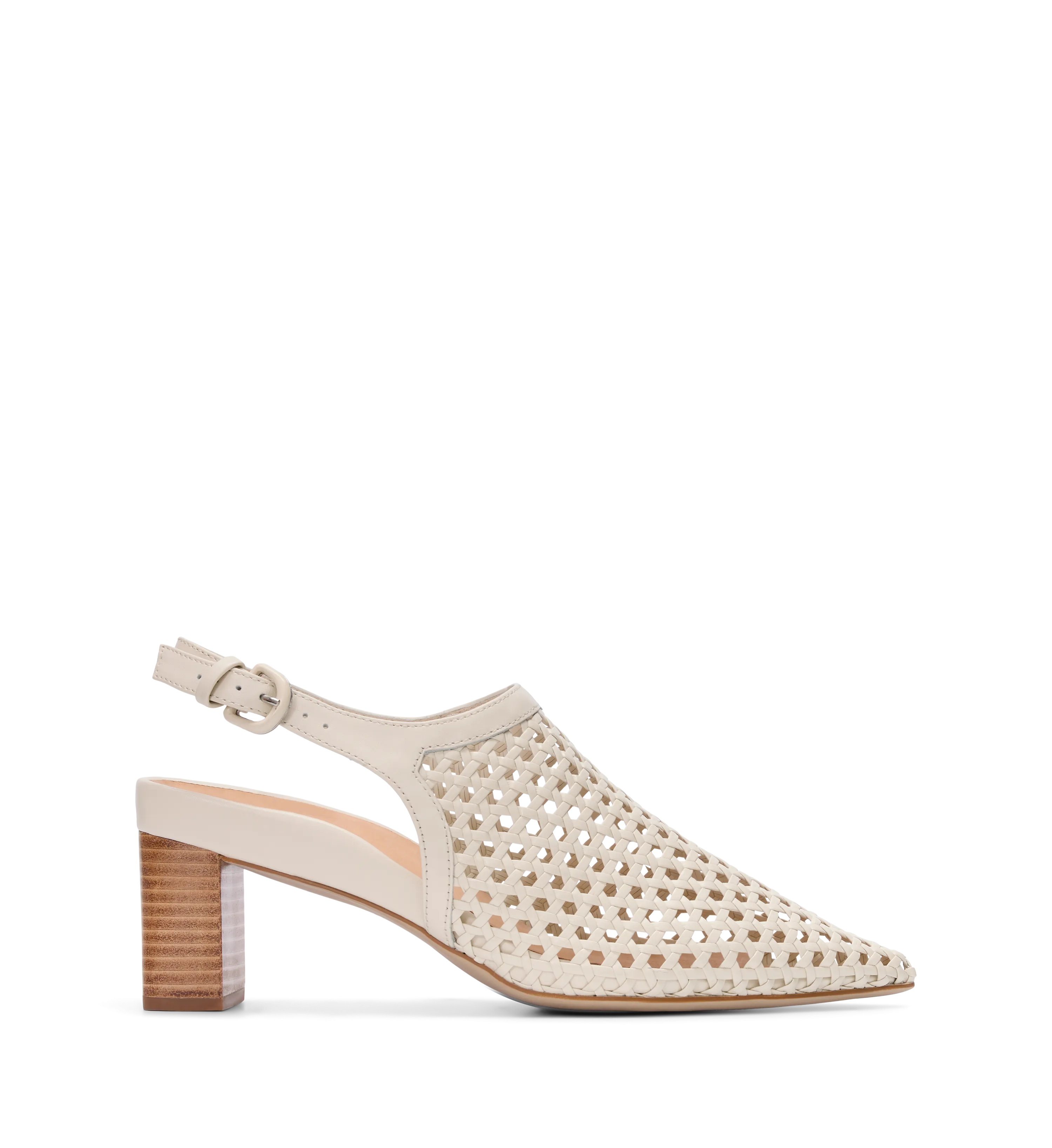 Gannet Ecru Woven Leather Low Heels