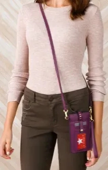 INC ASHLII Aubergine Crossbody/Wristlet Card Case, ID, Phone Holder