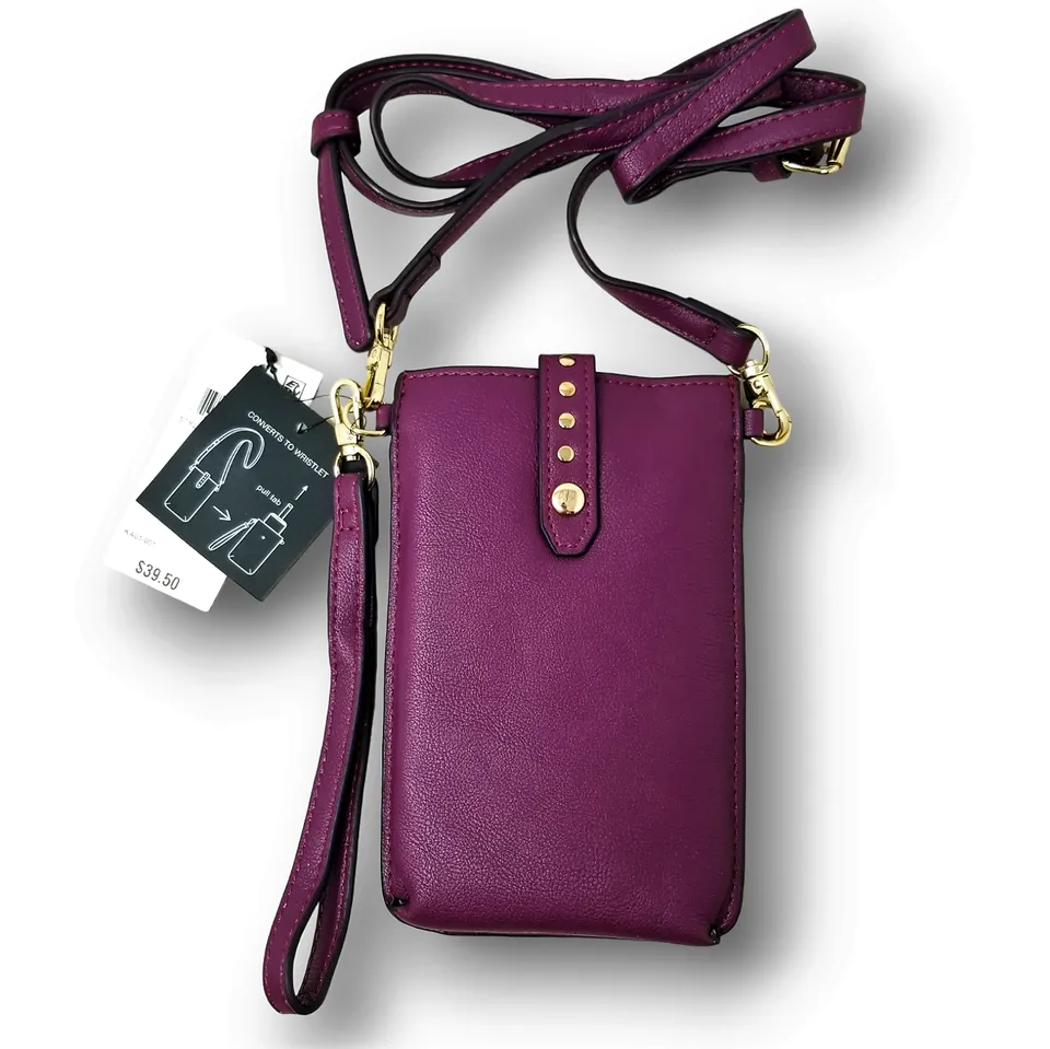 INC ASHLII Aubergine Crossbody/Wristlet Card Case, ID, Phone Holder