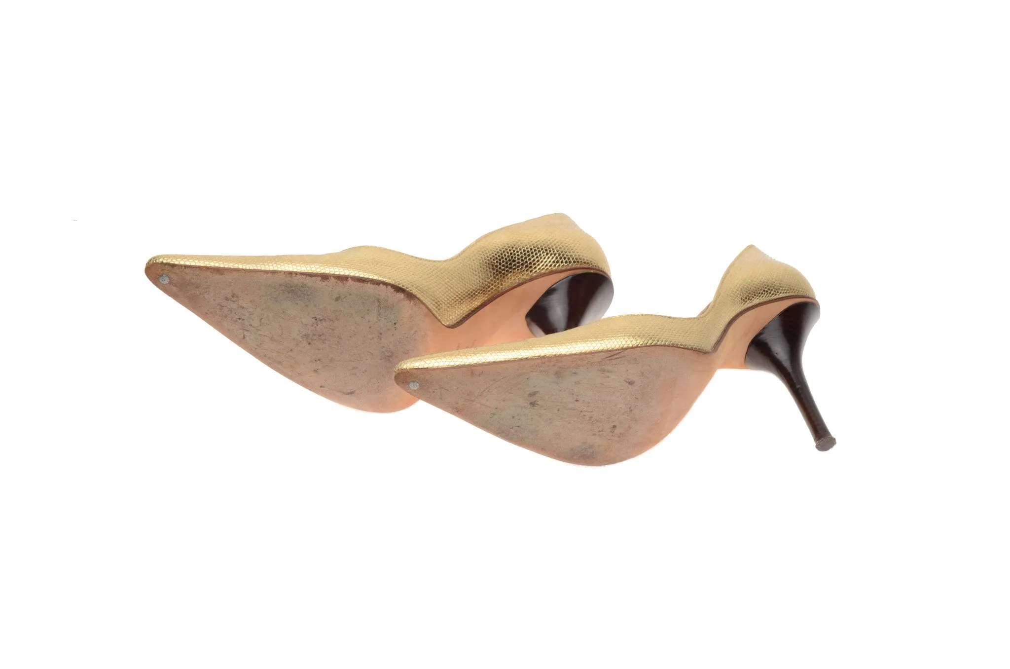 Michael Kors - Gold Lizard Point Toe Heels - US 8
