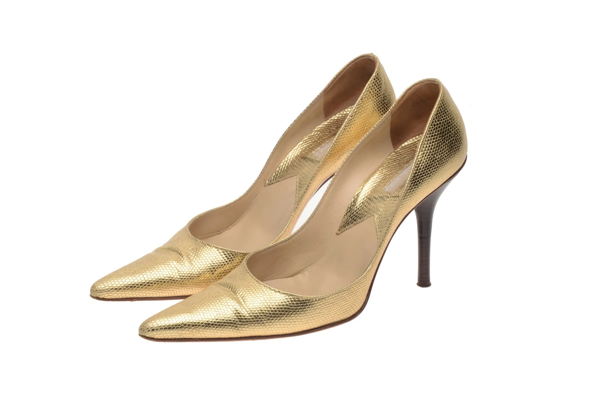 Michael Kors - Gold Lizard Point Toe Heels - US 8