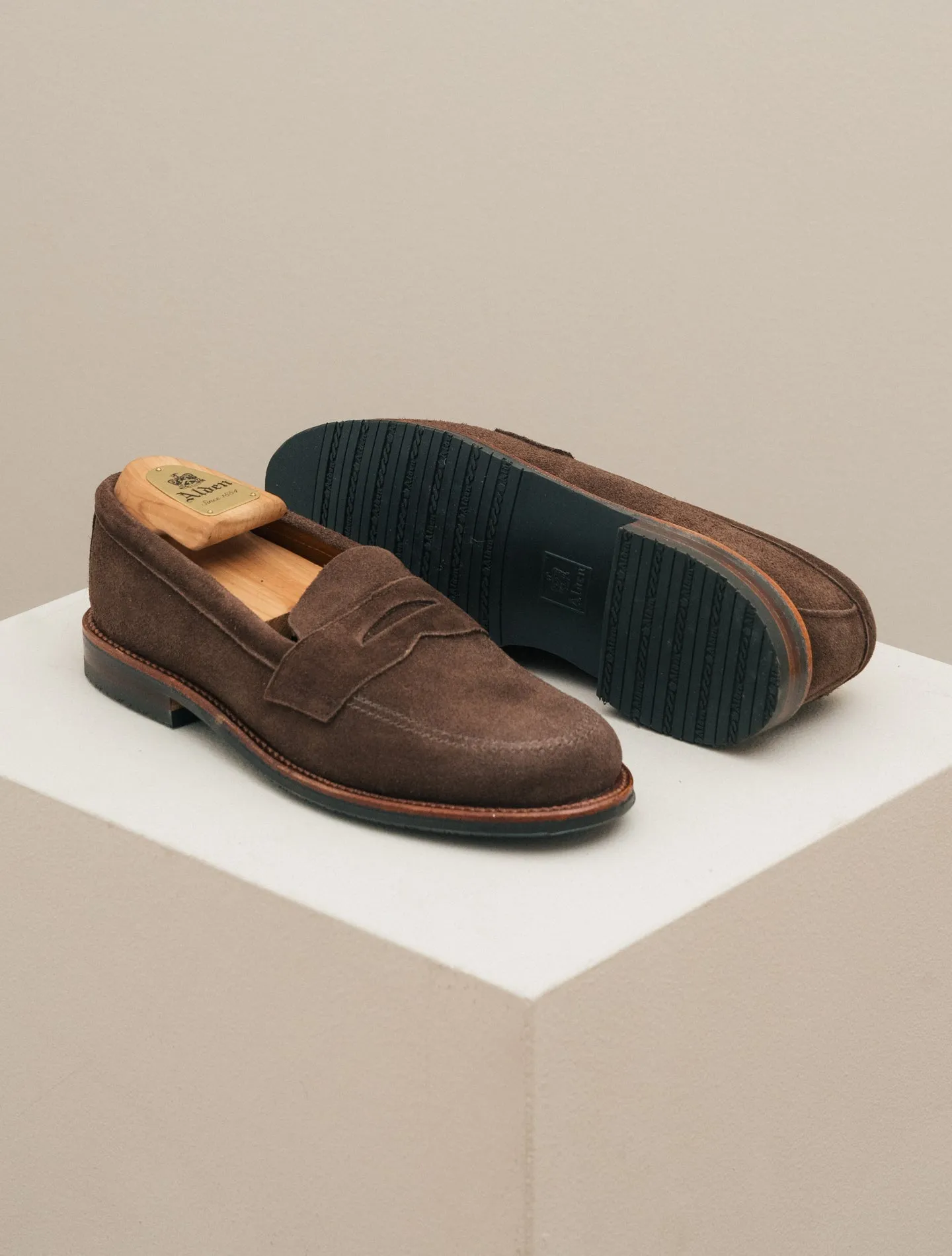 Suede Penny Loafer Dark Brown