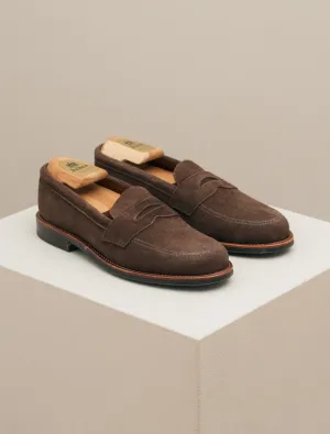Suede Penny Loafer Dark Brown