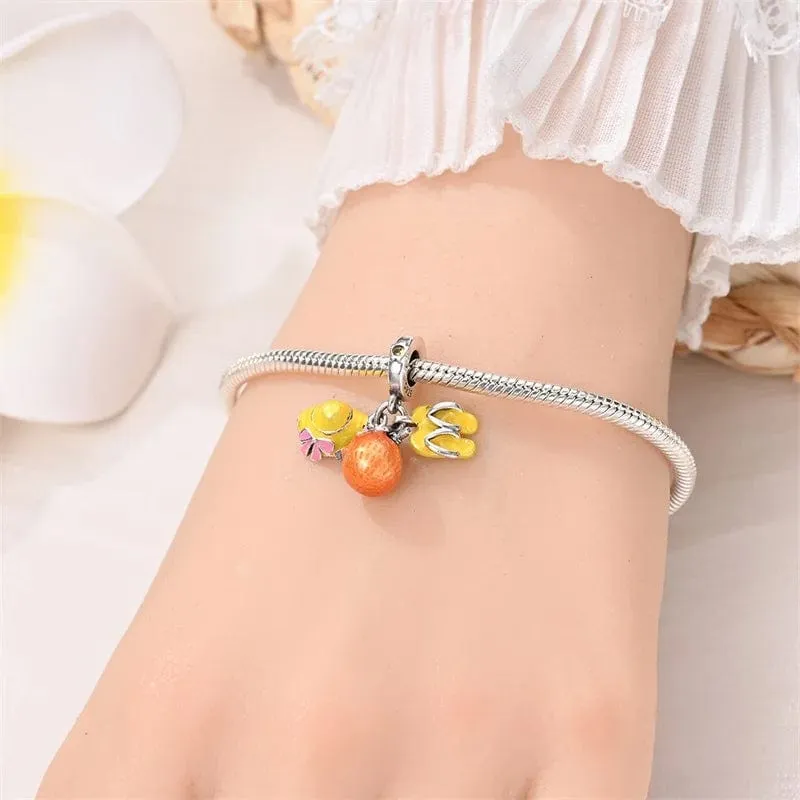 Vacation Ready Orange, Hat, & Sandals Charm