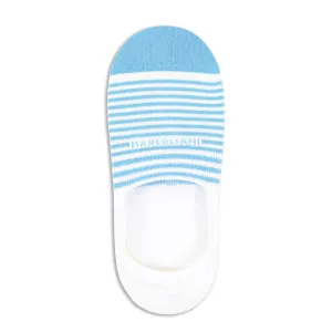 White & Blue Stripe Invisible Touch No-Show Socks - Marcoliani